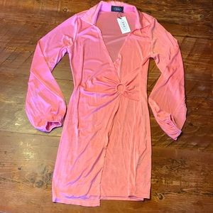 Cider Balloon sleeve collared mini wrap dress